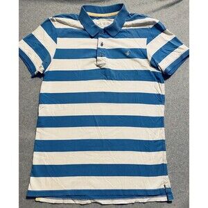 Jack Wills Polo Shirt‎ Men's Large Blue Striped Rugby Style Short Sleeve Y2K
